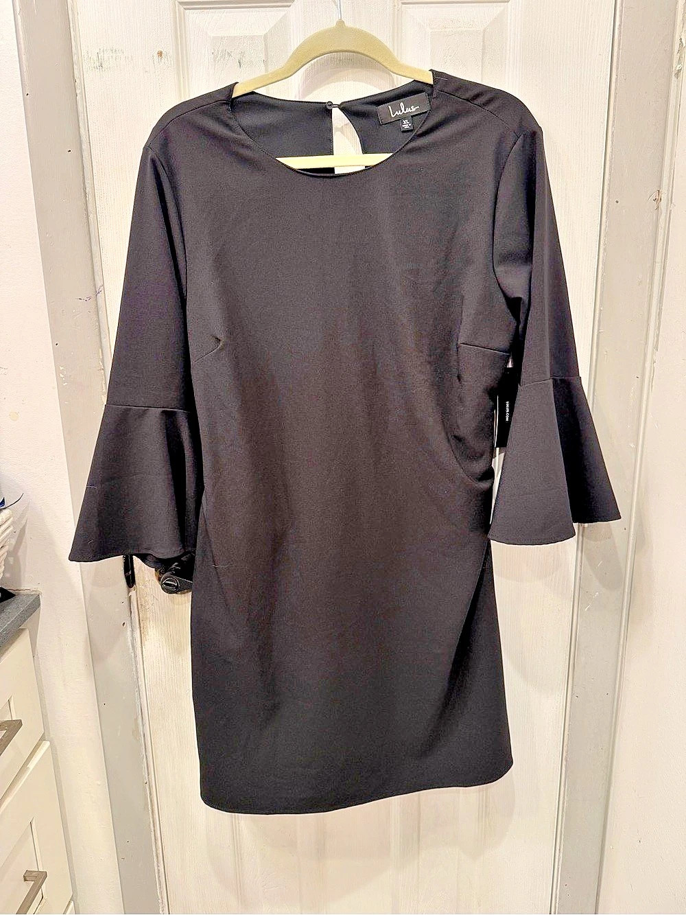 Lulus Black Bell Sleeve Mini Dress Size XL NWT